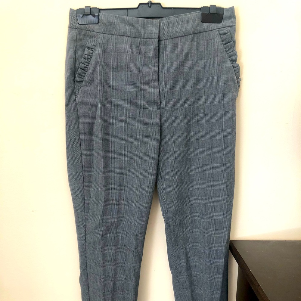 Houndstooth slim ankle woven pants